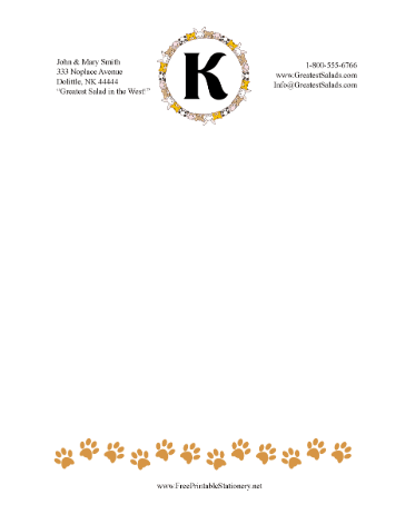 Kid Animal Monogram K stationery design