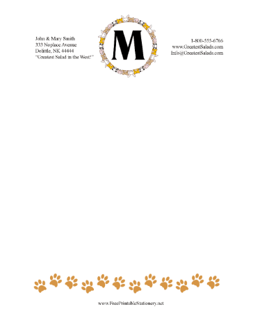 Kid Animal Monogram M stationery design