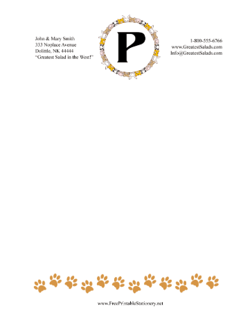 Kid Animal Monogram P stationery design