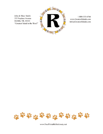 Kid Animal Monogram R stationery design