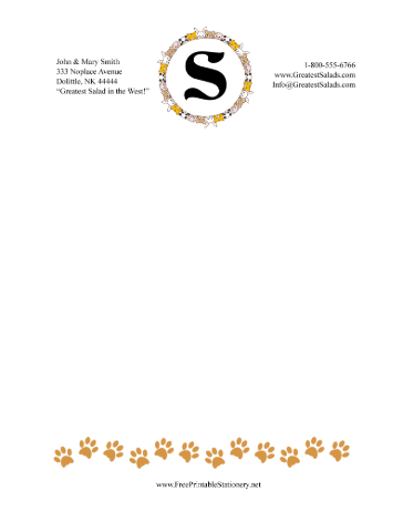 Kid Animal Monogram S stationery design