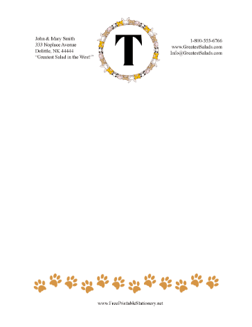 Kid Animal Monogram T stationery design