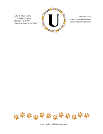 Kid Animal Monogram U stationery design