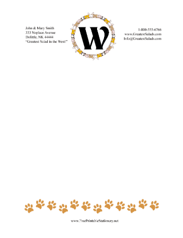 Kid Animal Monogram W stationery design