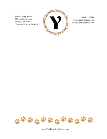 Kid Animal Monogram Y stationery design