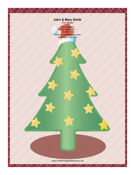 Large Christmas Tree Gold Stars stationery design