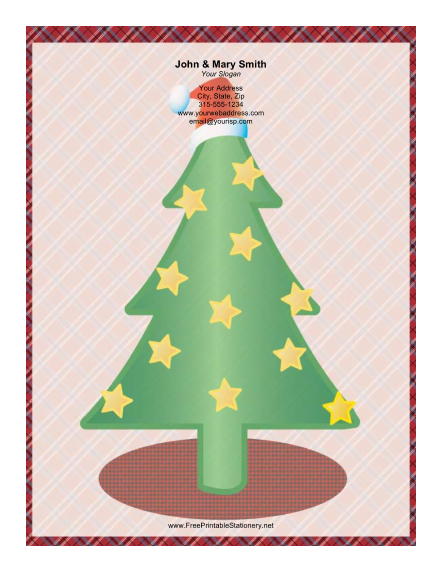 Large Christmas Tree Gold Stars stationery design