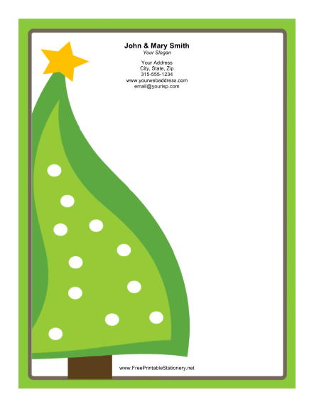 Large Christmas Tree Green Border stationery design