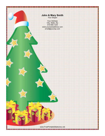 Large Christmas Tree with Presents stationery design