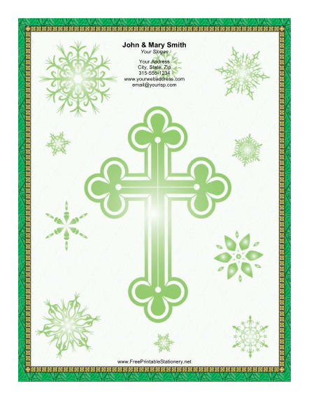 Large Green Cross stationery design