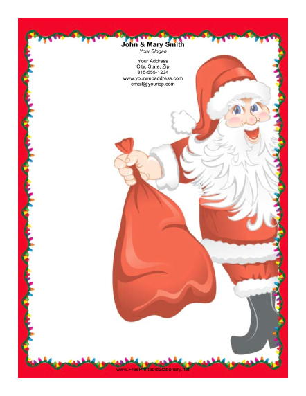 Large Jolly Santa Lights stationery design