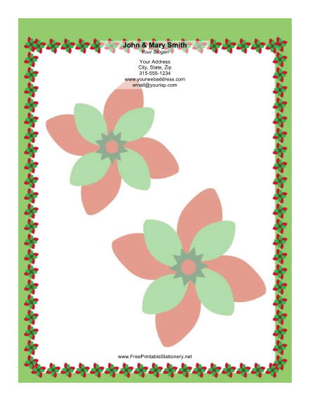 Large Poinsettias stationery design