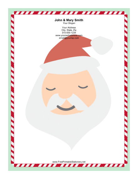 Large Santa Portrait Green Border stationery design