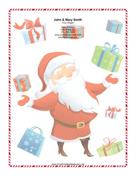 Large Smiling Santa Colorful Gifts stationery design