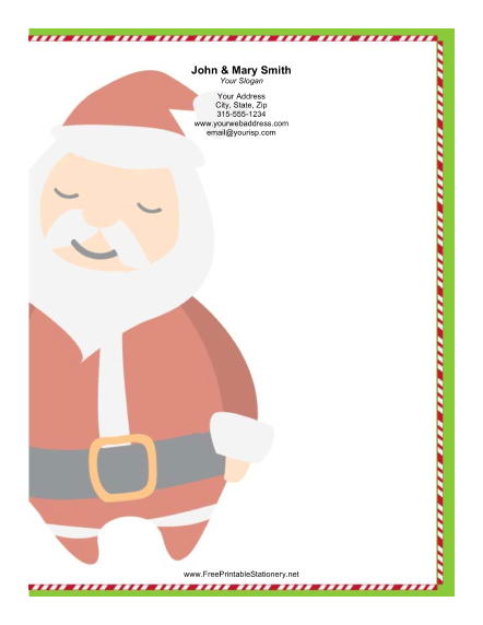 Large Stylized Santa Plaid Border stationery design