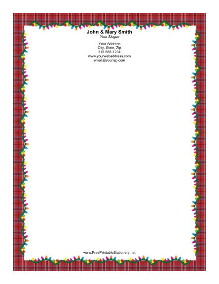 Lights and Plaid Border stationery design