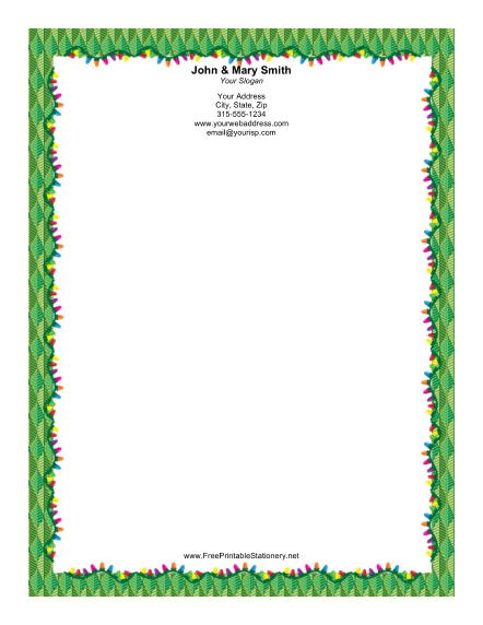 Lights with Green Border stationery design