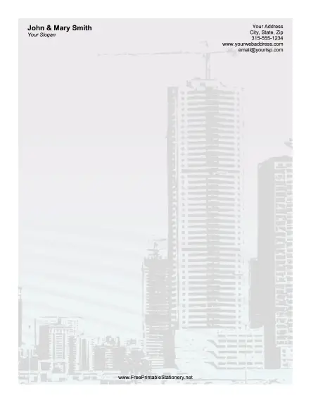 Miami Skyline Purple stationery design