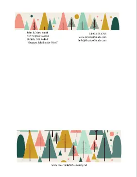 Pastel Pine Trees stationery design