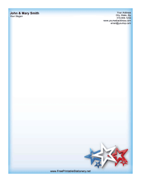 Patriotic Red White Blue Stars stationery design