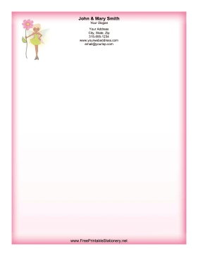 Pink Flower Fairy stationery design