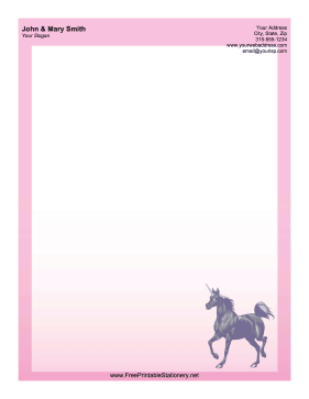 Pink Unicorn stationery design