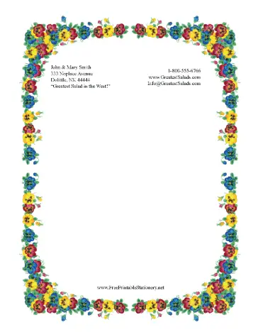 Pretty Pansies stationery design