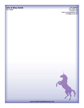 Purple Unicorn stationery design
