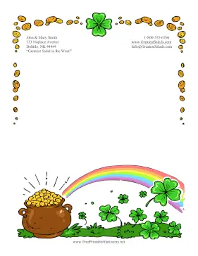 Rainbow And Pot Of Gold stationery design