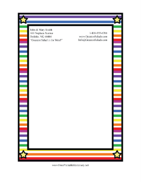 Rainbow Star Frame stationery design