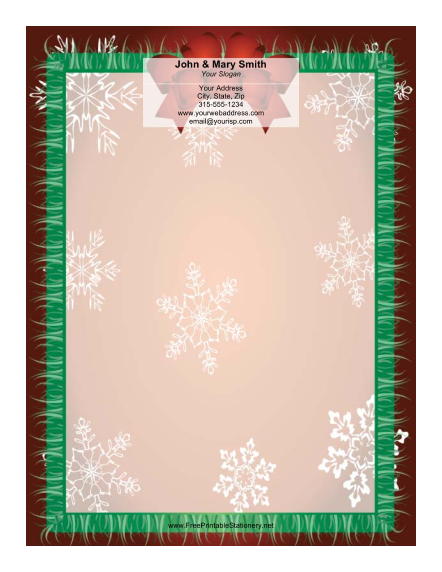 Red Bow with Snowflakes stationery design