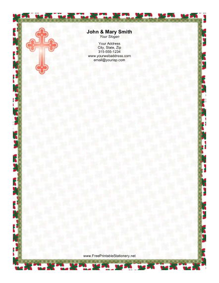 Red Cross Poinsettia Border stationery design