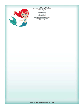 Redhead Mermaid stationery design