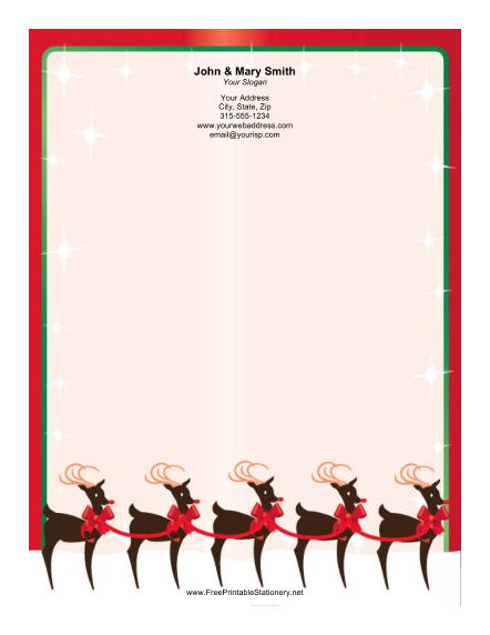 Reindeer with Bows stationery design