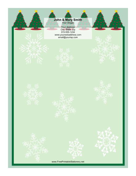 Row of Christmas Trees stationery design