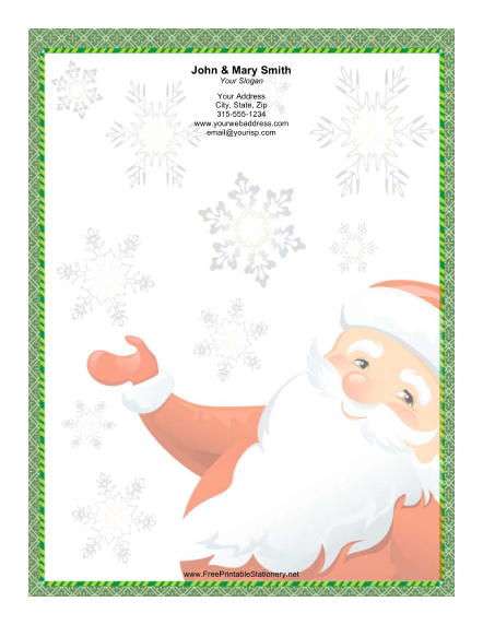 Santa Claus Green Border stationery design