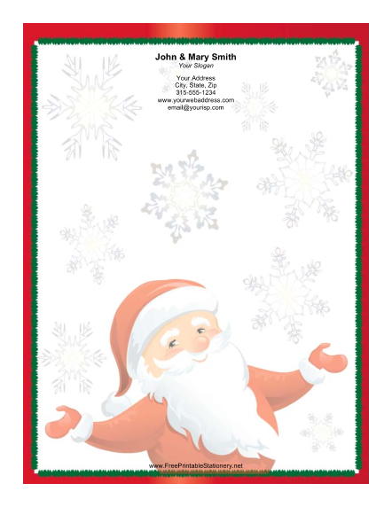 Santa Claus with Snowflakes stationery design