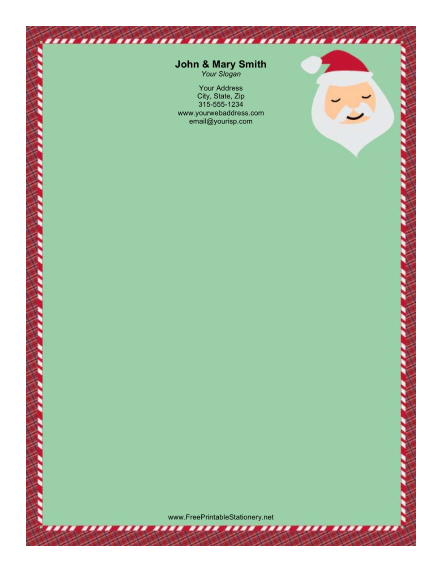 Santa Portrait Plaid Border stationery design