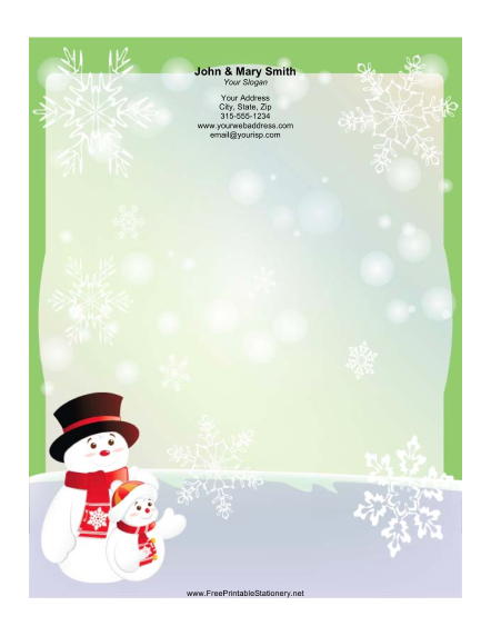Snowmen in Hats stationery design