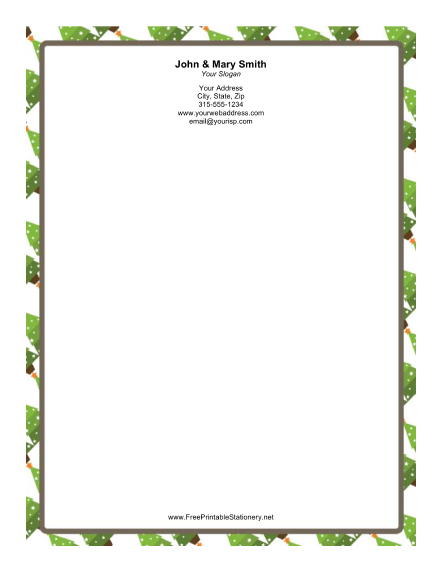 Stylized Christmas Tree with Stars stationery design