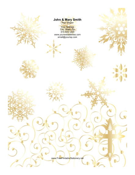 Stylized Gold Cross Ornate Background stationery design