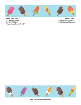 Summer Popsicle Stationery stationery design