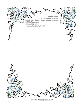 Sweet Blue Flowers stationery design