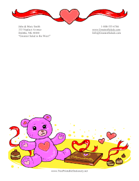 Teddy Bear And Chocolate stationery design