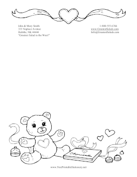 Teddy Bear And Chocolate Black and White stationery design
