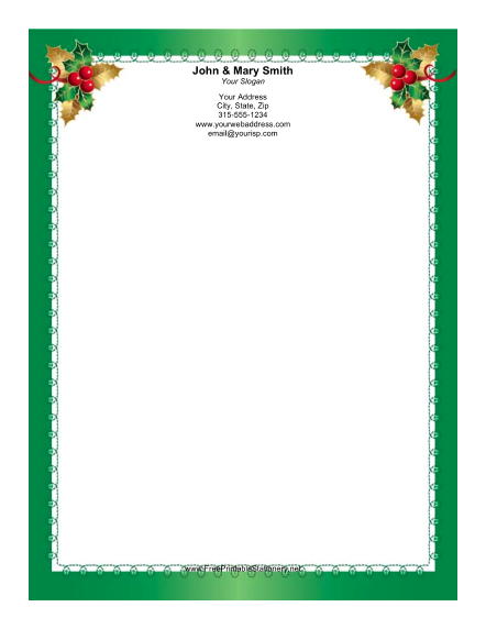 Two Holly Sprigs stationery design