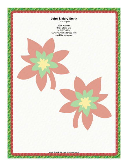 Two Large Poinsettias stationery design