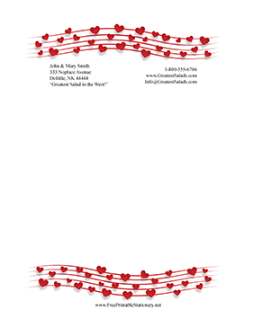 Valentine Heart Notes stationery design