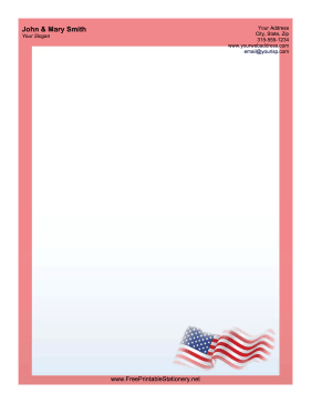 Waving US Flag stationery design