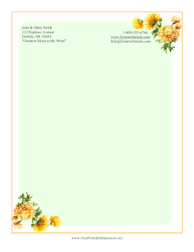 Yellow Chrysanthemums stationery design